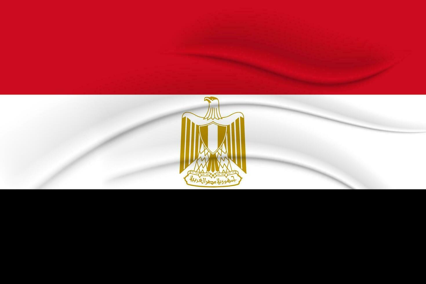 The national flag of Egypt with the effect of silk fabric. 3D illustration, vector