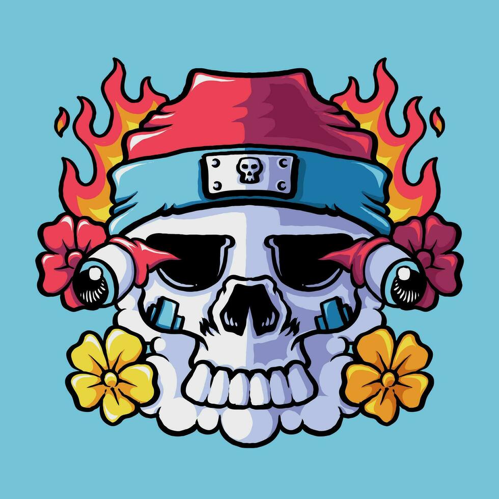 cool skull beanie hat vector