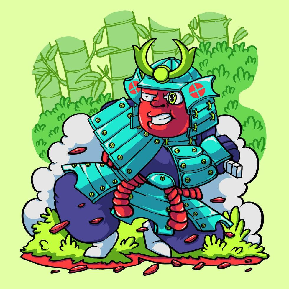 funny samurai character vector
