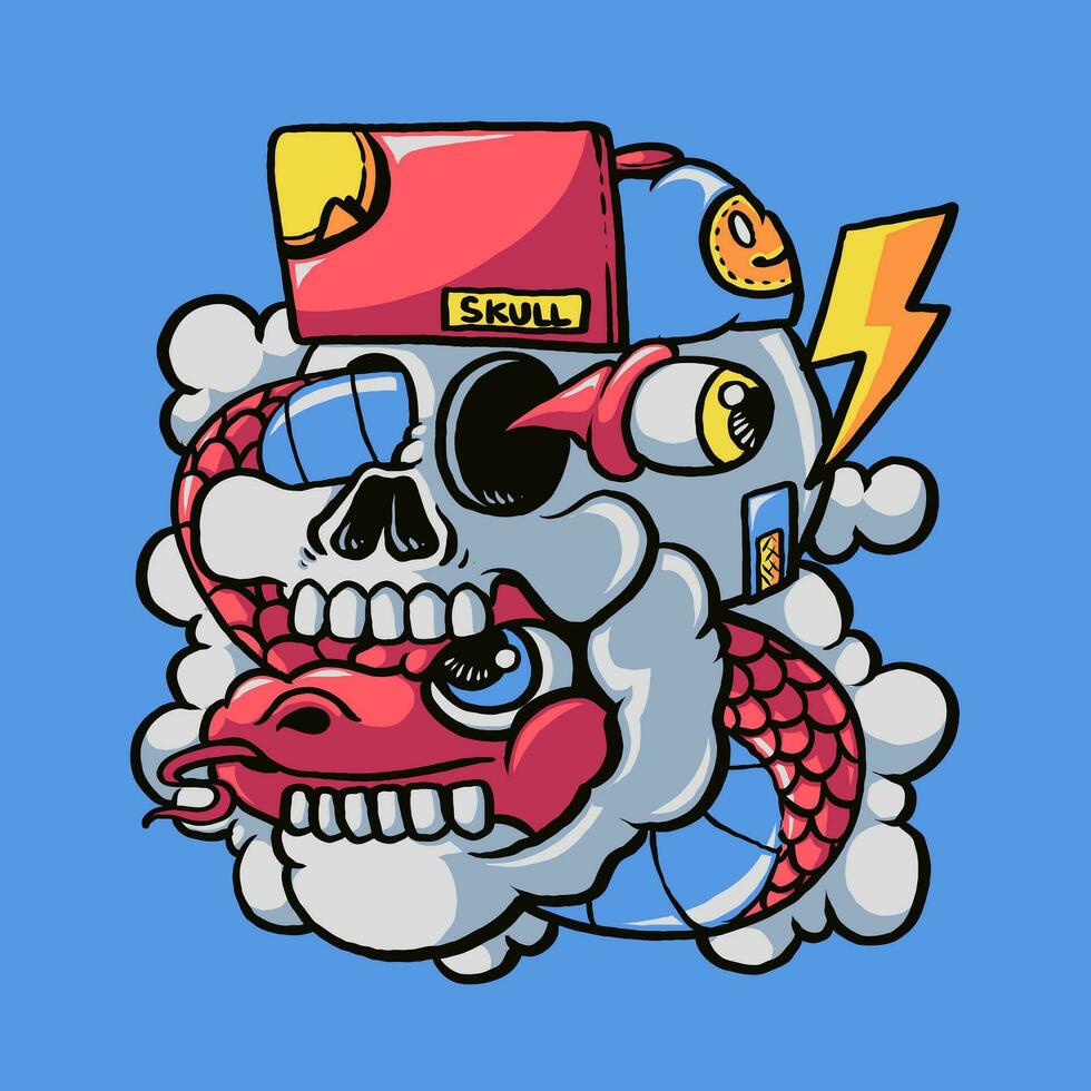 skull with snake vector