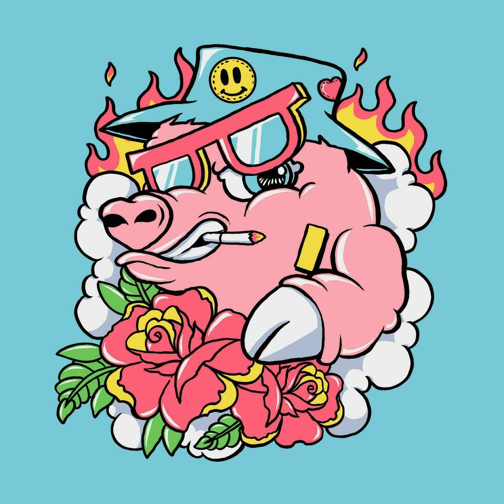 cool peek pig vector