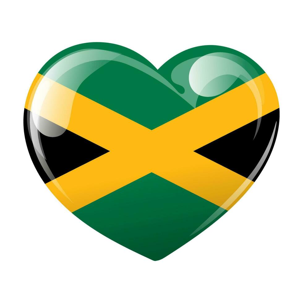 Flag of Jamaica in the shape of a heart. Heart with Jamaica flag. 3D illustration, vector