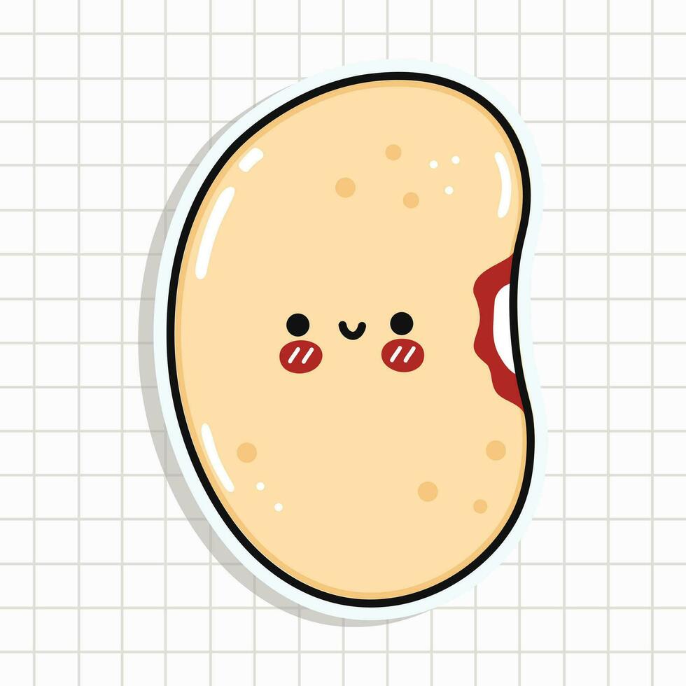 Cute Bean sticker character. Vector hand drawn cartoon kawaii character illustration icon. Fun Soy Bean sticker character concept