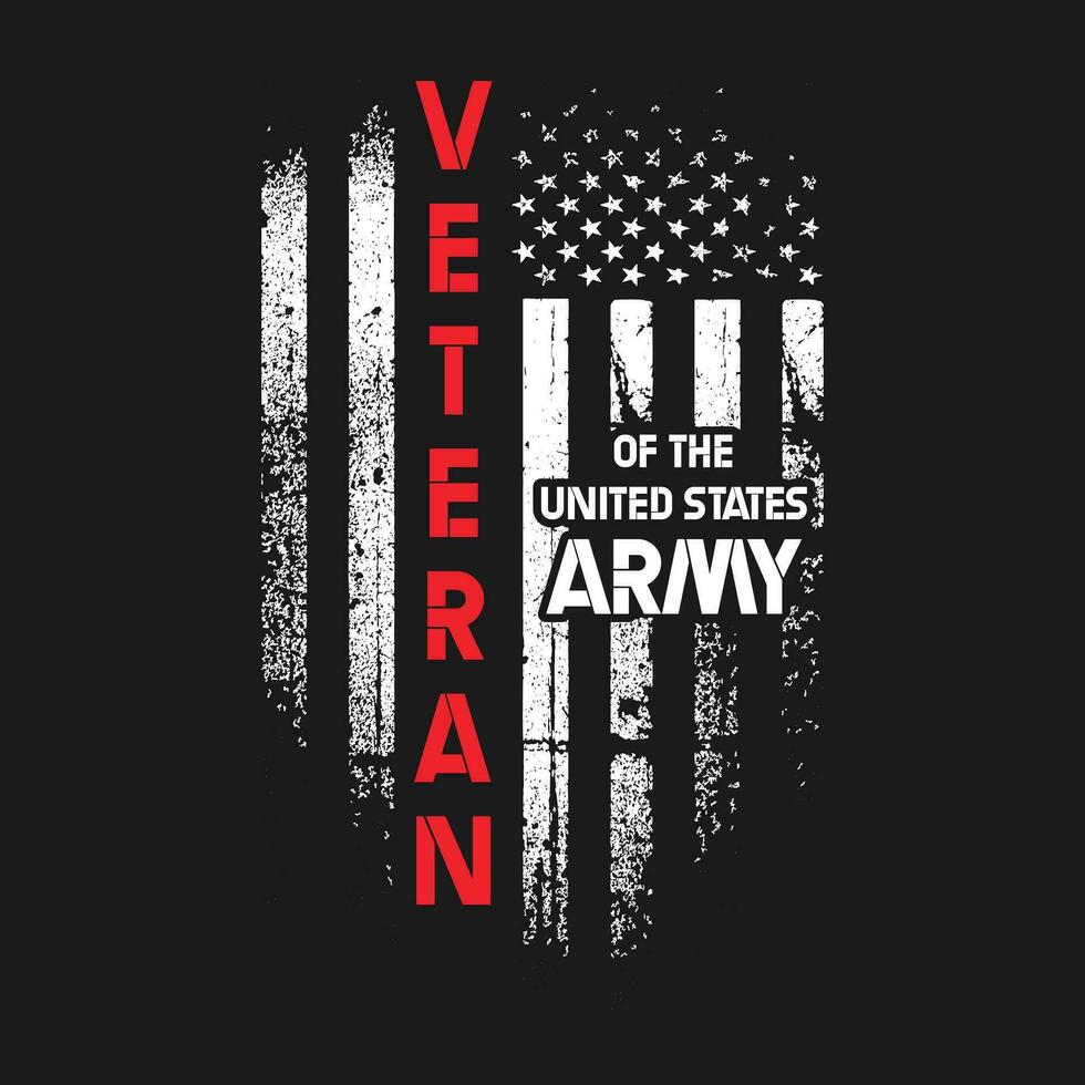 U.S Army Veteran  American Flag Vintage T-Shirt vector