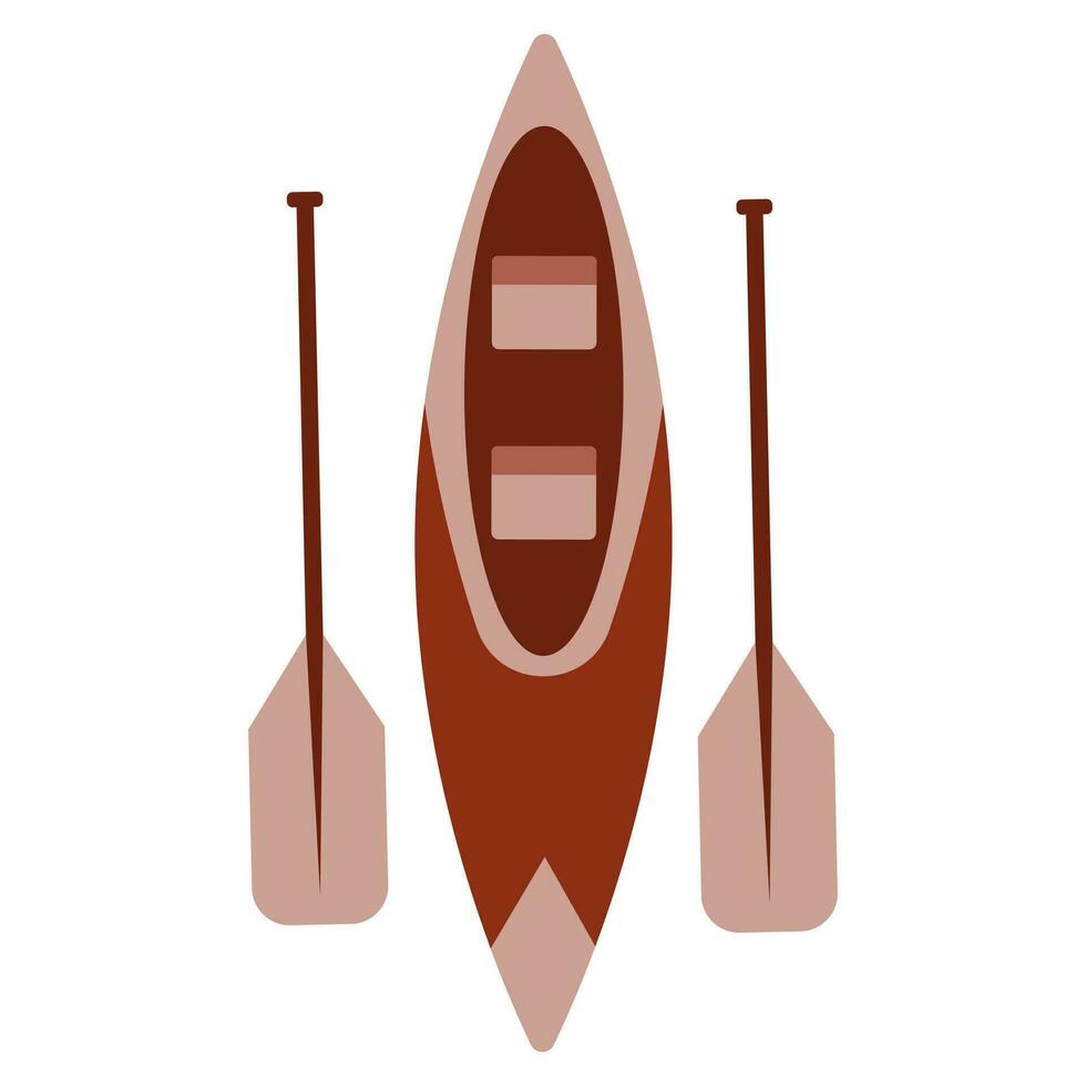 Canoe and paddle, icon, illustration, vector