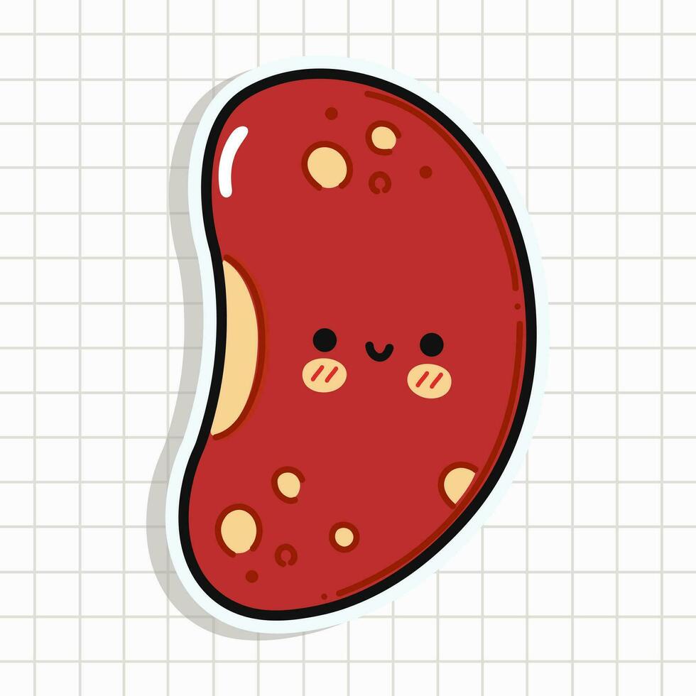 Cute red Bean sticker character. Vector hand drawn cartoon kawaii character illustration icon. Fun Soy Bean sticker character concept