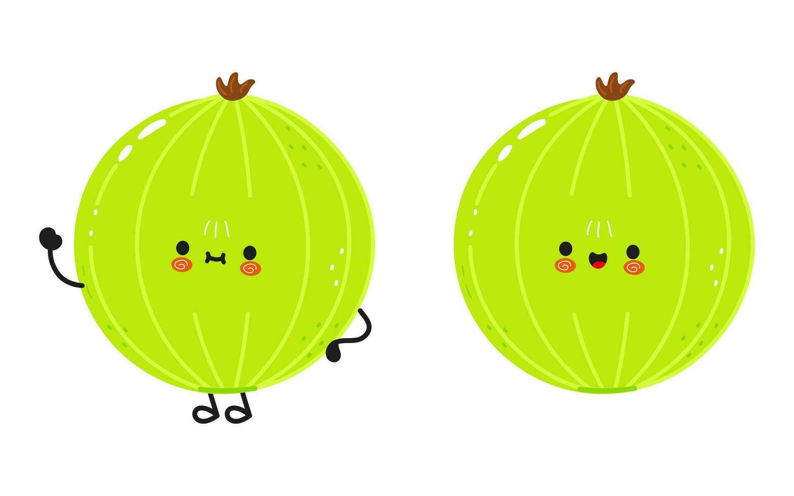 Cute funny Gooseberry character. Vector hand drawn cartoon kawaii character illustration icon. Isolated on white background. Gooseberry character concept