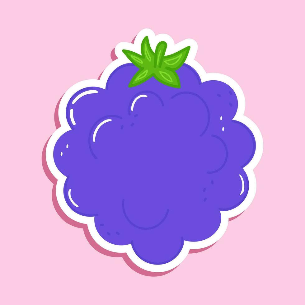 Cute sticker Blackberry character. Vector hand drawn cartoon kawaii character illustration icon. Isolated on pink background. Blackberry character concept