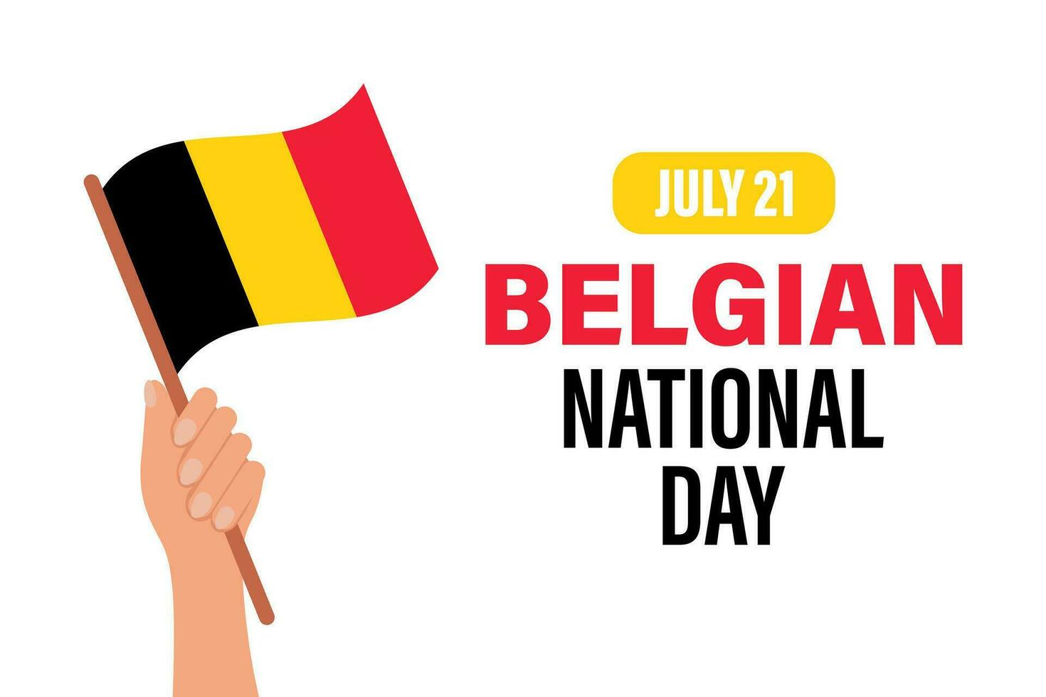 Belga nacional día. mano con el bandera de Bélgica. Belga independencia día bandera. ilustración, bandera, vector