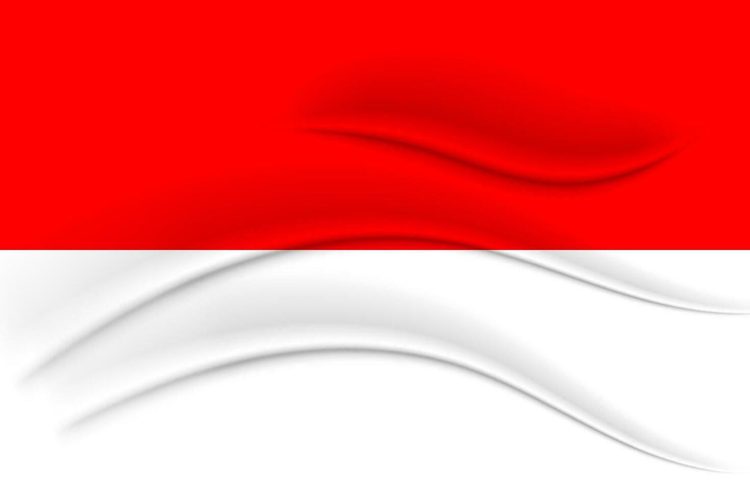 The national flag of Indonesia with the effect of silk fabric. Indonesian flag. 3D illustration, vector