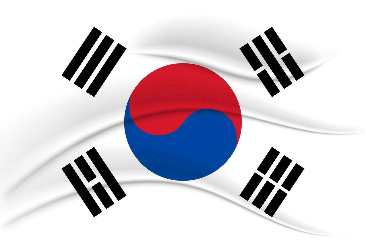 nacional bandera de sur Corea con seda efecto. 3d ilustración, político bandera, vector