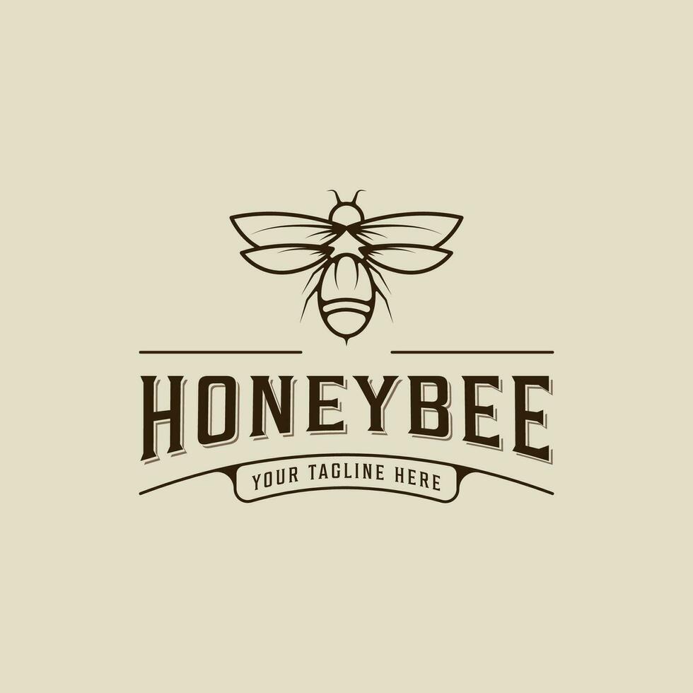 bee logo line art vector simple illustration template icon graphic design. honey hive sign or symbol for product from nature business