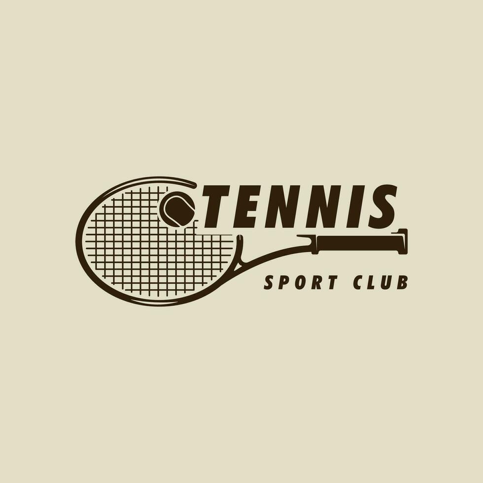 racket and ball of tennis logo vintage vector illustration template icon graphic design. sport sign or symbol for club or tournament concept