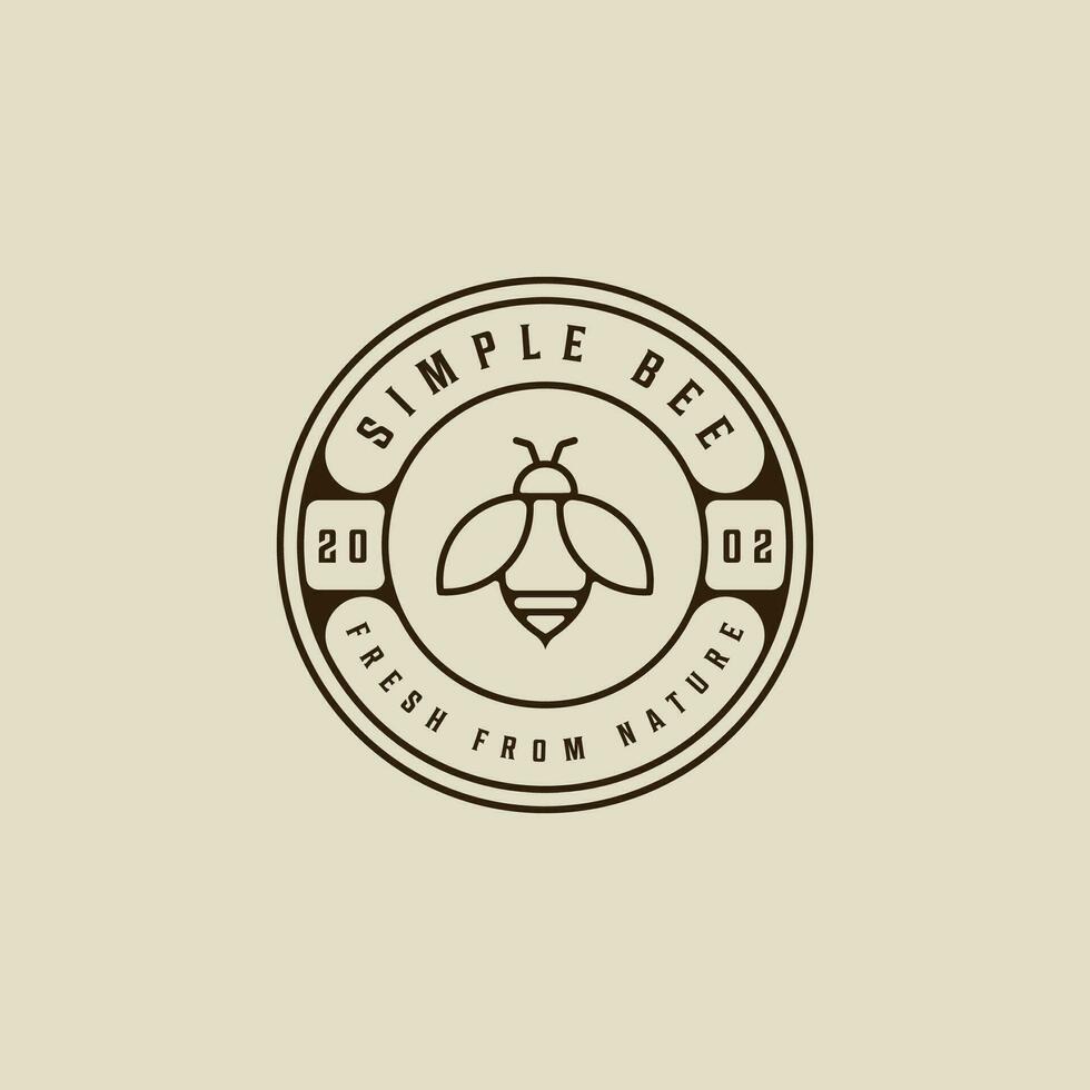bee logo line art vector simple illustration template icon graphic design. honey hive sign or symbol for product from nature business with circle badge and typography style
