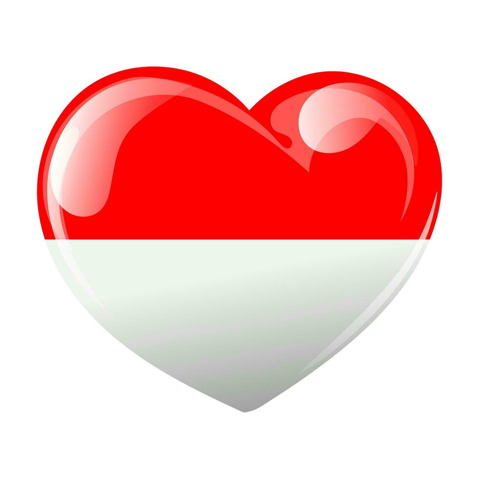 bandera de Indonesia en el forma de un corazón. corazón con bandera de Indonesia. 3d ilustración, vector