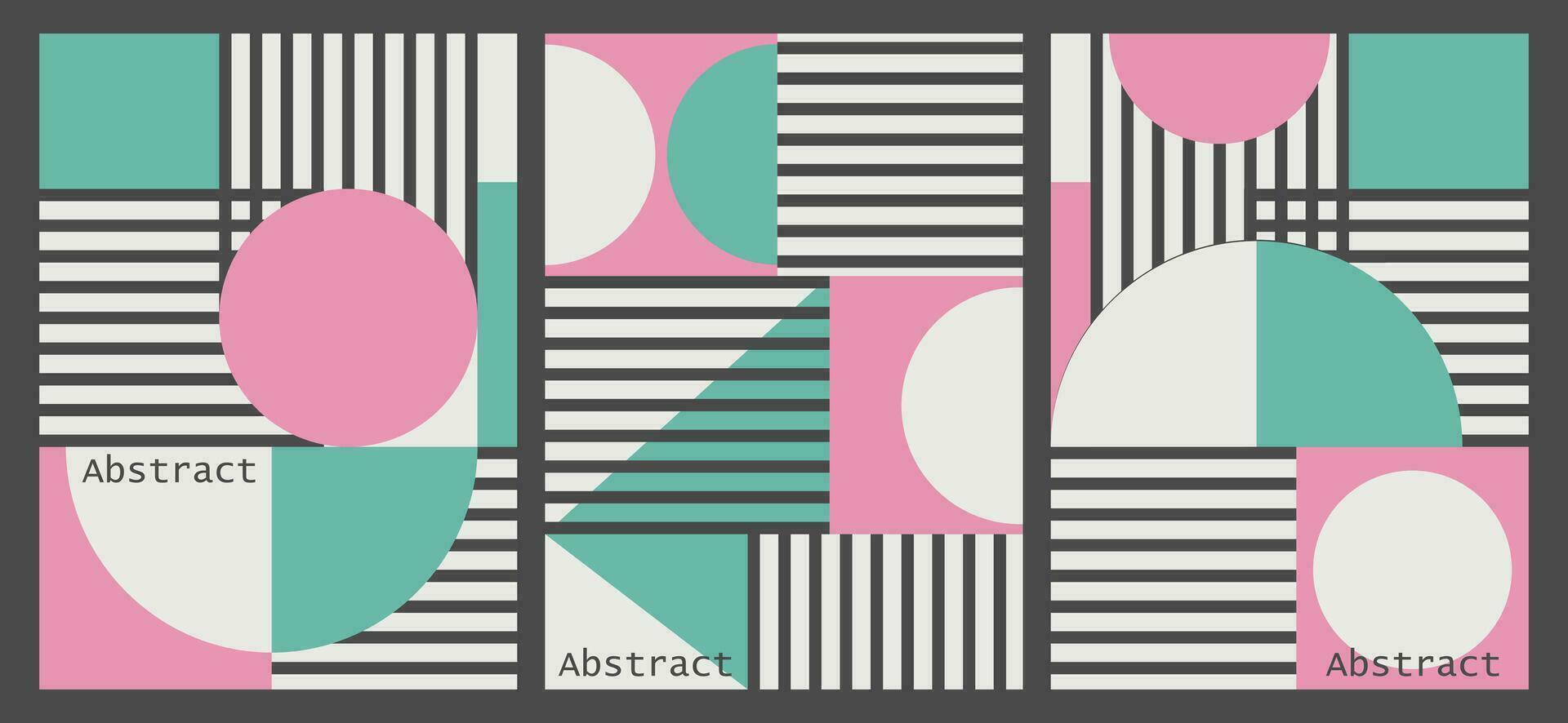 Set of abstract backgrounds, vintage geometric posters. Illustration, backgrounds, vector