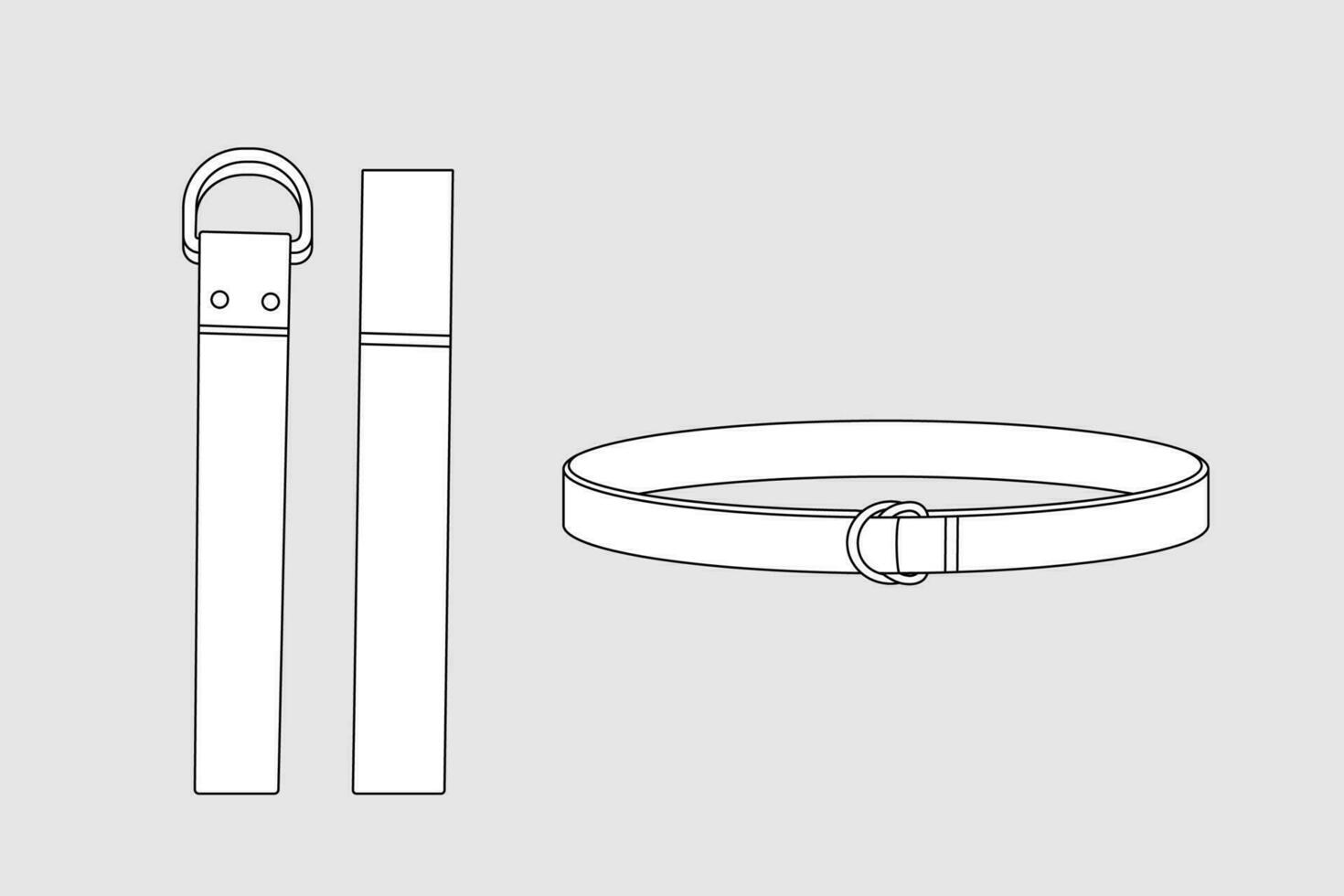 vestir modelos modelo de cinturón. sencillo técnico dibujos aislado en blanco de ropa modelos Moda contorno bosquejo para diseño. conjunto de objetos. vector