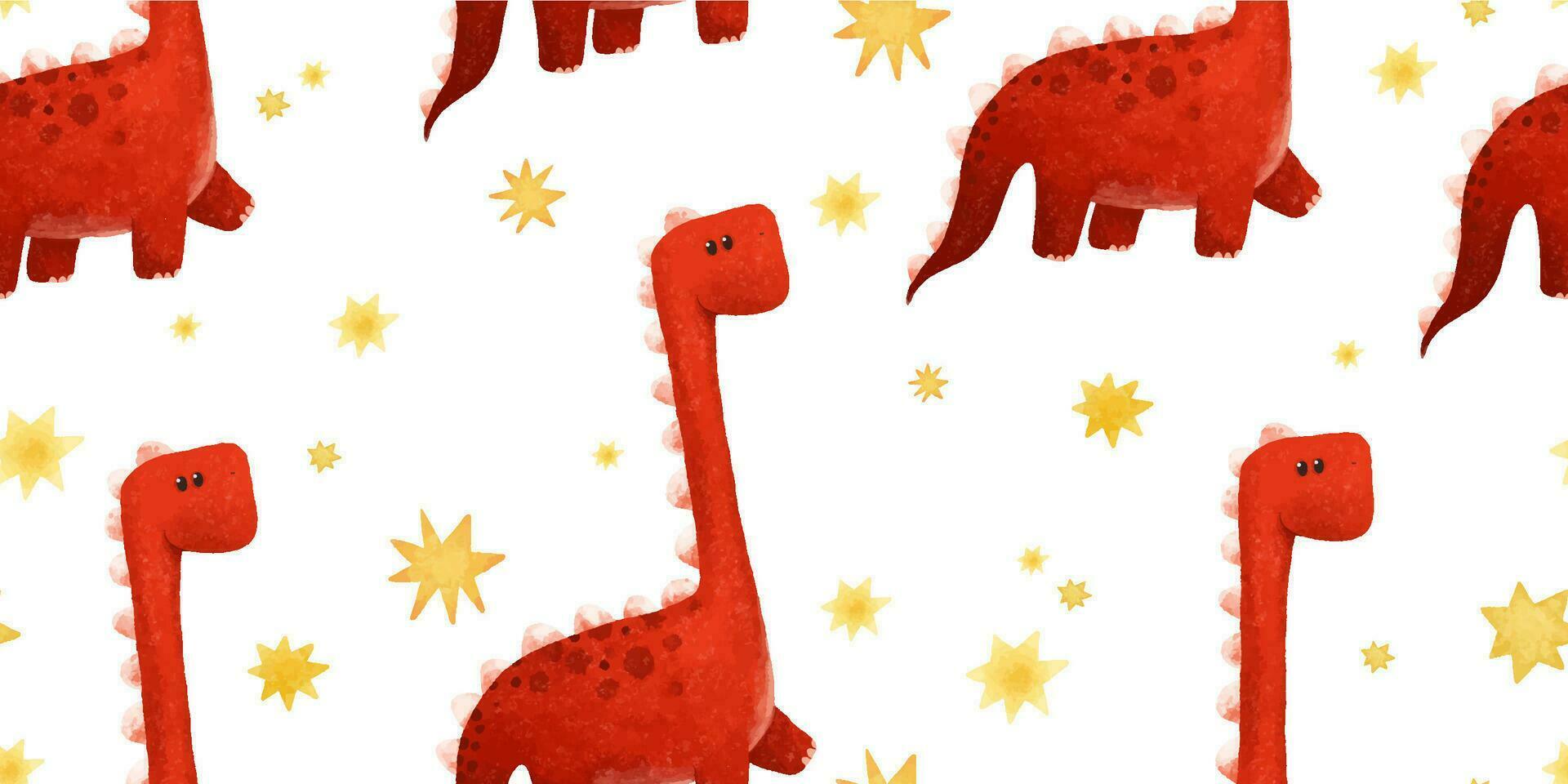 kids seamless pattern with funny colored dinos, dinosaur endless textile, repeate design vector