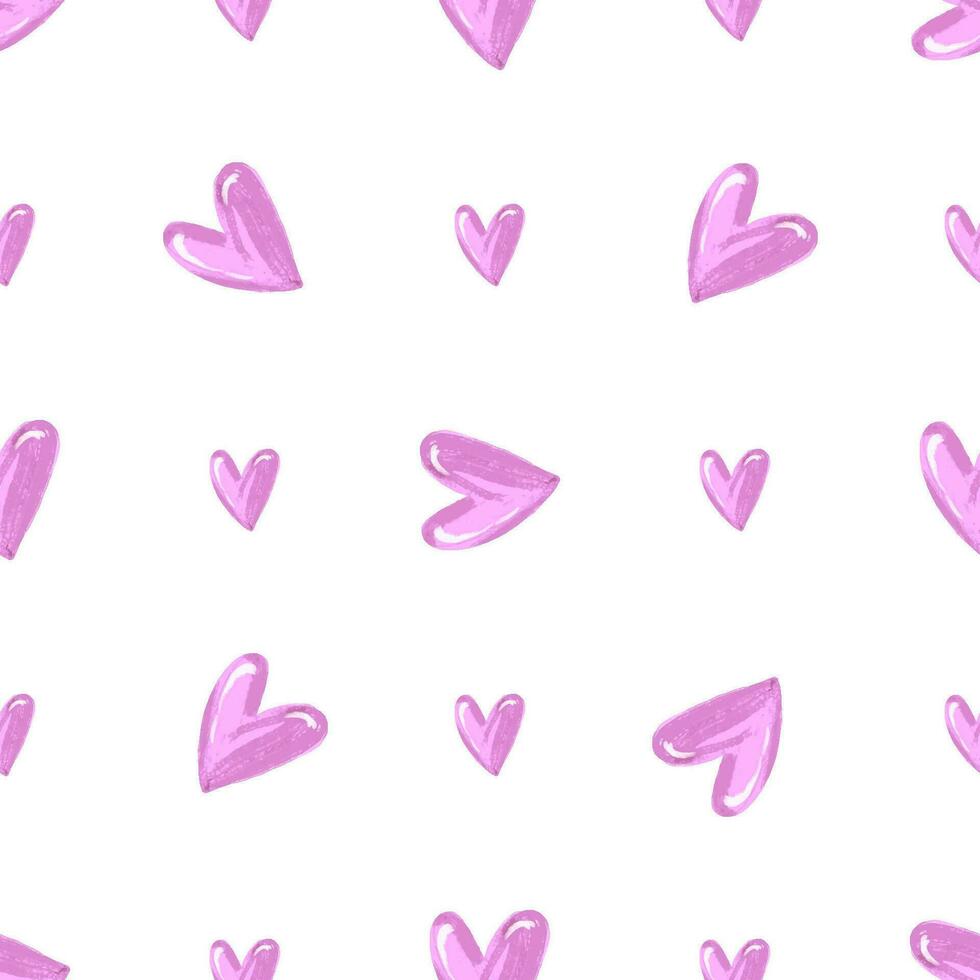 Beautiful seamless background with pink hearts. Valentine's Day. Seamless love heart design  background. Endless pattern on Valentine's day. The seamless texture with colored hearts. vector