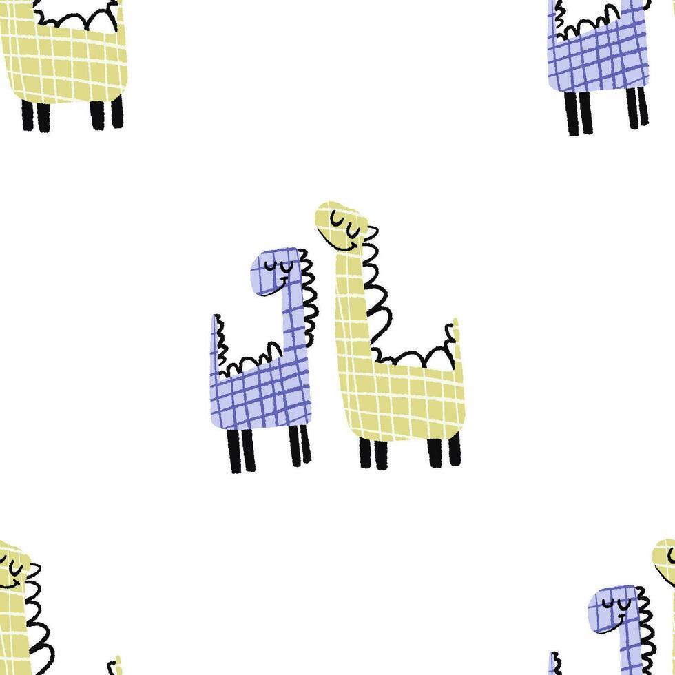 Childish seamless dino pattern. Endless design for wrapping paper with dinosaur, monster illustration vector