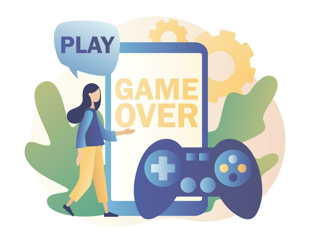 Gaming concept. People gamers playing online video game. Modern flat cartoon style. Vector illustration