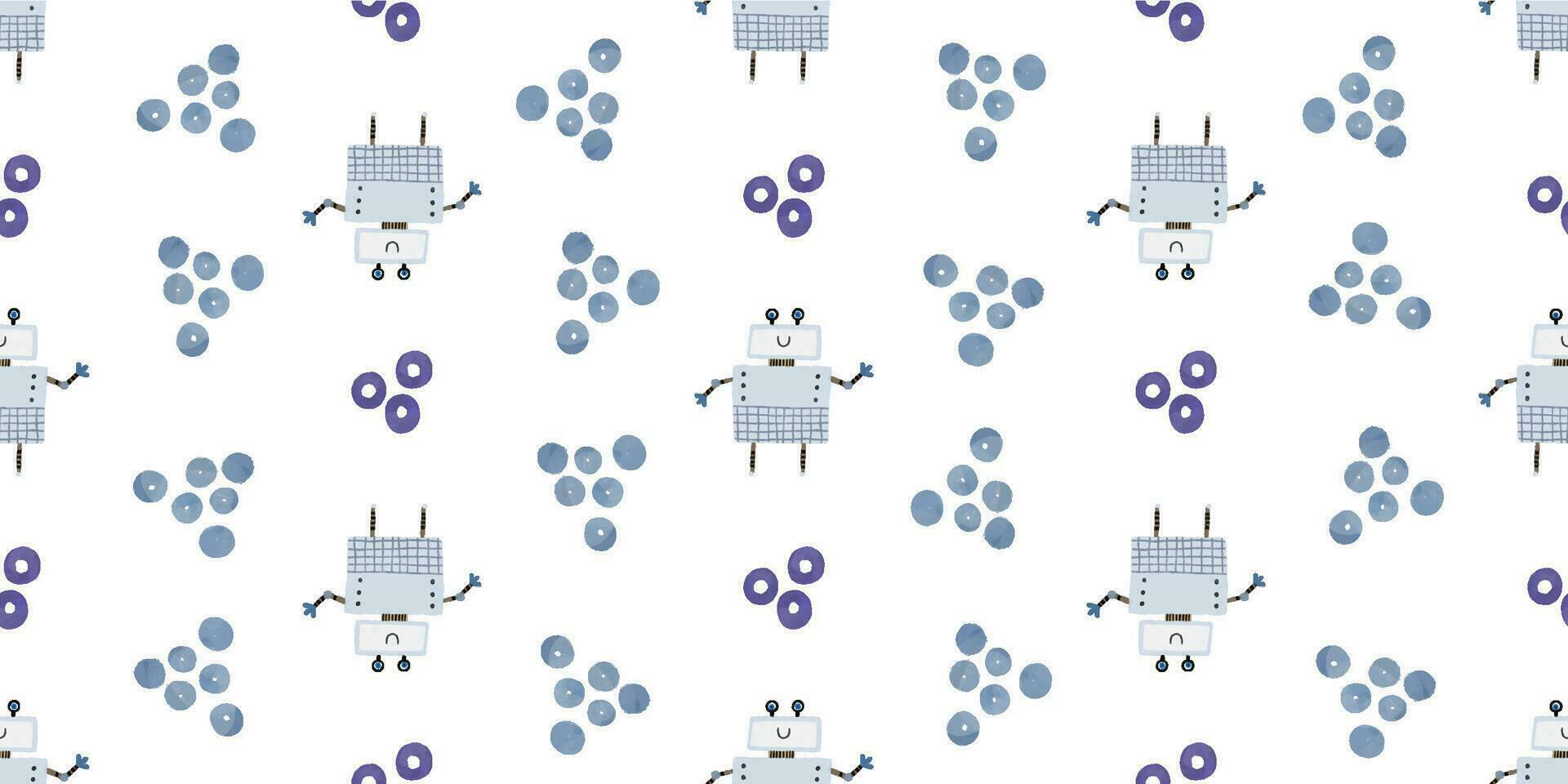 Colorful cartoon robots isolated background seamless pattern. Endless pattern with different robots. Repeating color simple flat pattern with monsters. Pattern for kids with cartoon characters. vector