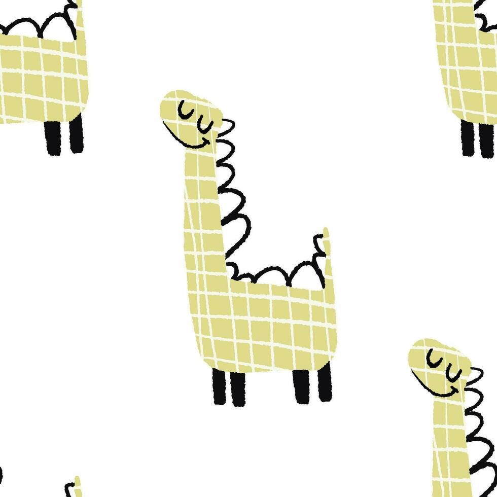 Childish seamless dino pattern. Endless design for wrapping paper with dinosaur, monster illustration vector