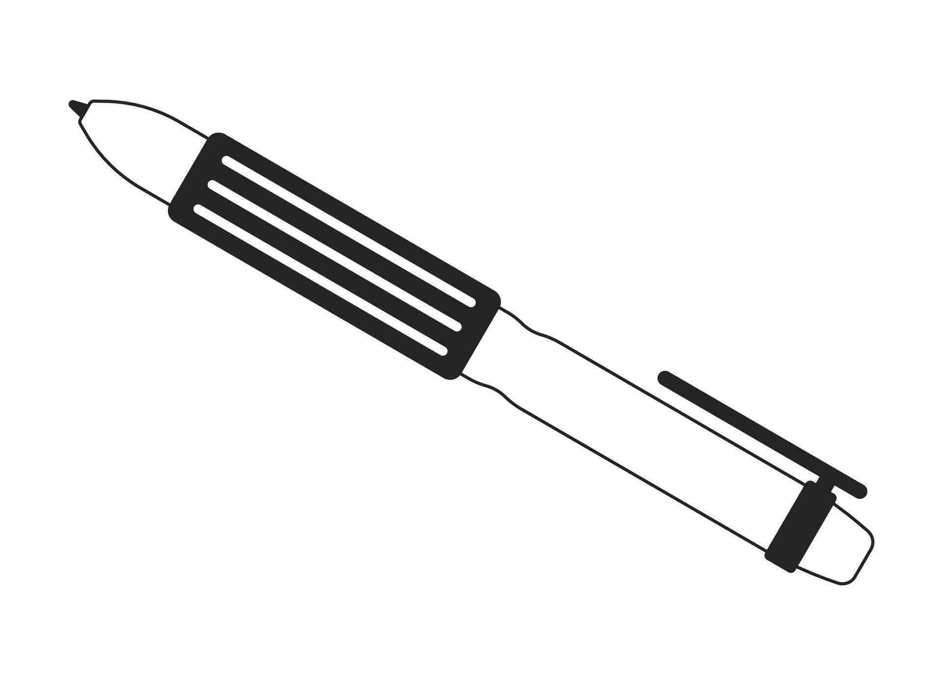 Ink pen for writing flat monochrome isolated vector object. Stationery