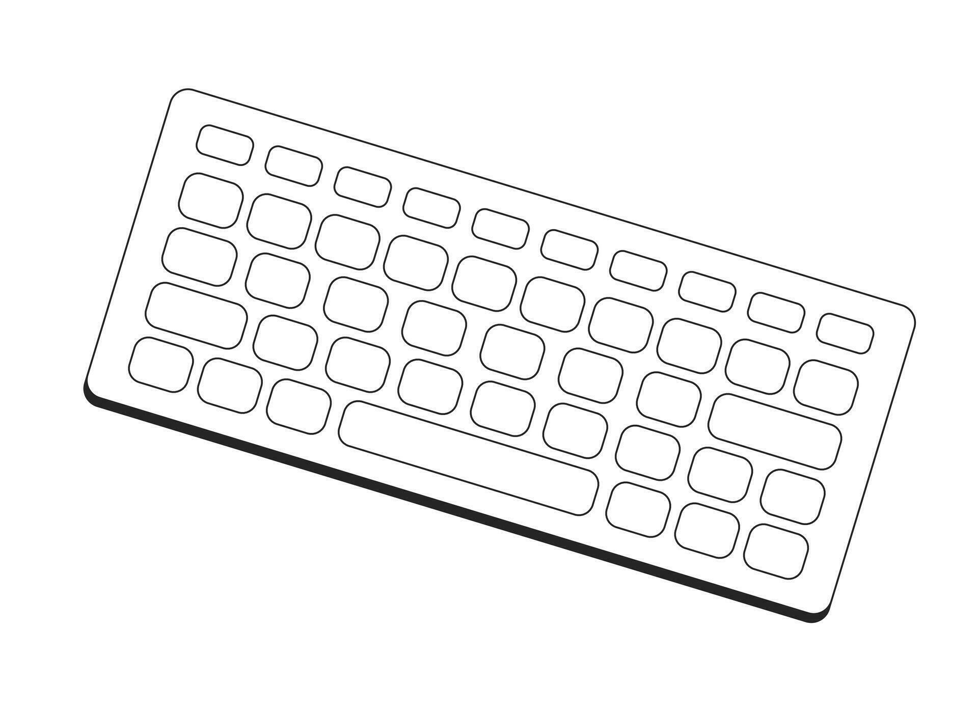 Computer keyboard flat monochrome isolated vector object. Input device