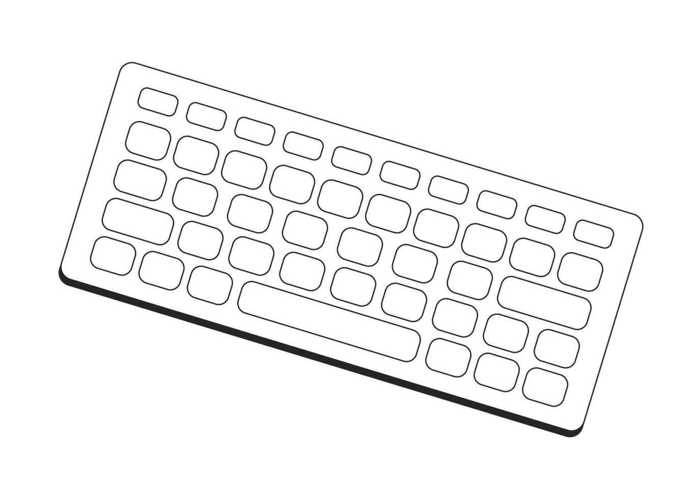 computer keyboard flat monochrome isolated object input device for typing on computer editable black and white line art drawing simple outline spot illustration for web graphic design vector