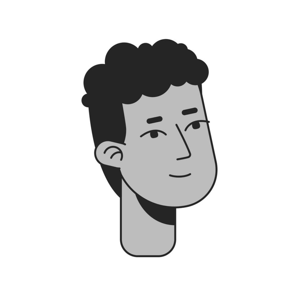 hermoso africano americano colegial con Rizado pelo monocromo plano lineal personaje cabeza. editable contorno mano dibujado humano cara icono. 2d dibujos animados Mancha vector avatar ilustración para animación