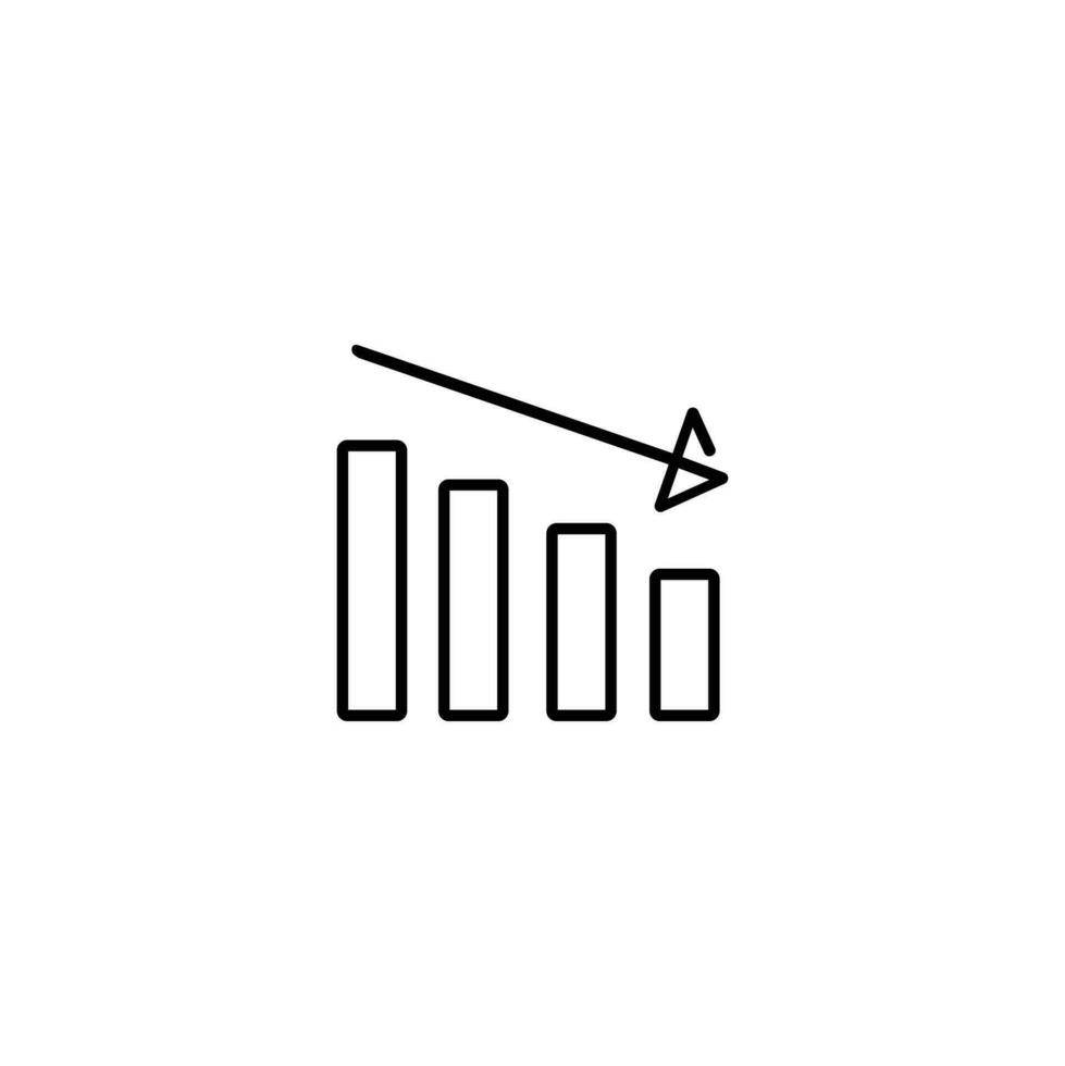 Bar Chart Down Line Style Icon Design vector