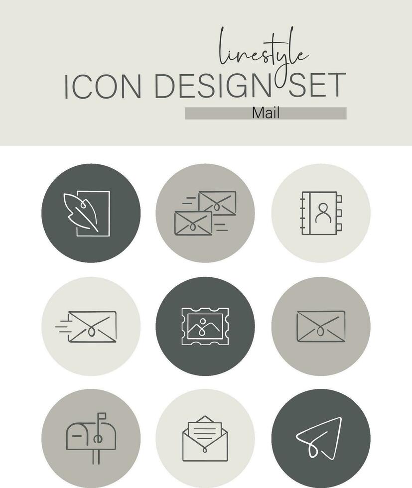 Linestyle Icon Design Set Mail vector