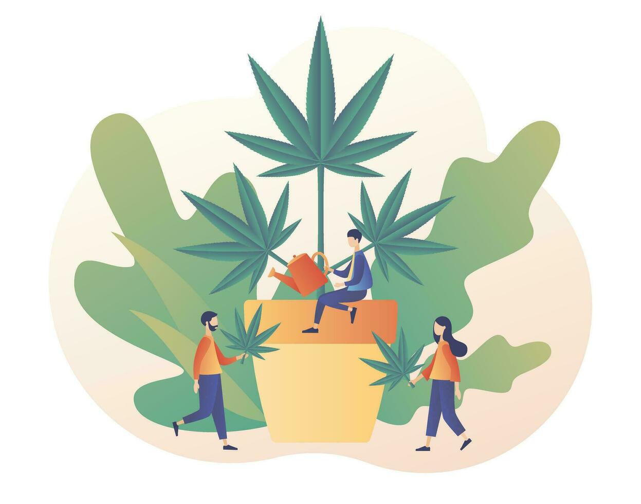 canabis médico concepto. cbd cultivo negocio. distribución de cáñamo productos, Al por menor canabis negocio, marijuana ventas mercado. moderno plano dibujos animados estilo. vector ilustración en blanco antecedentes