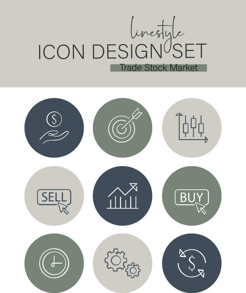 Linestyle Icon Design Set Trade Stock Market vector