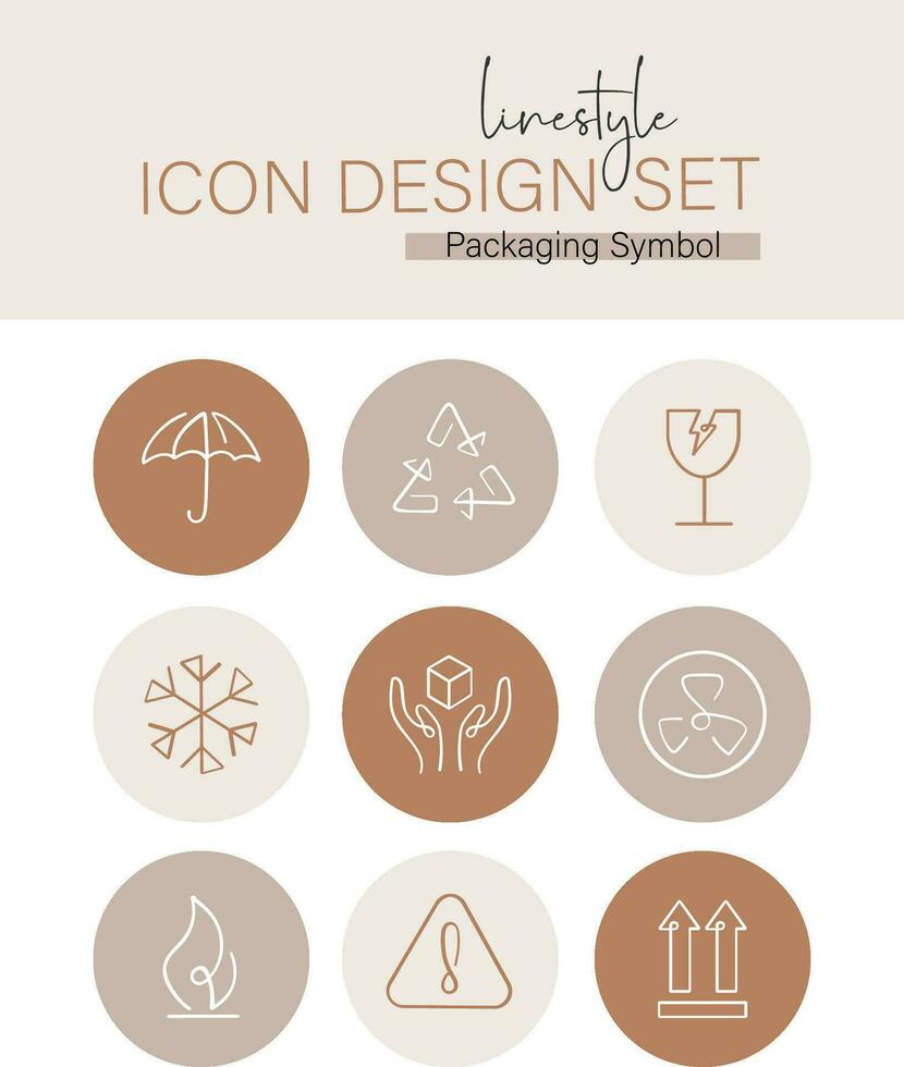 Linestyle Icon Design Set Packaging Symbol vector