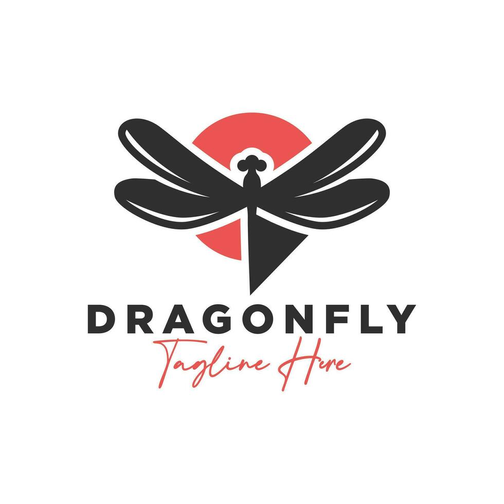 flying dragonfly chat logo design vector