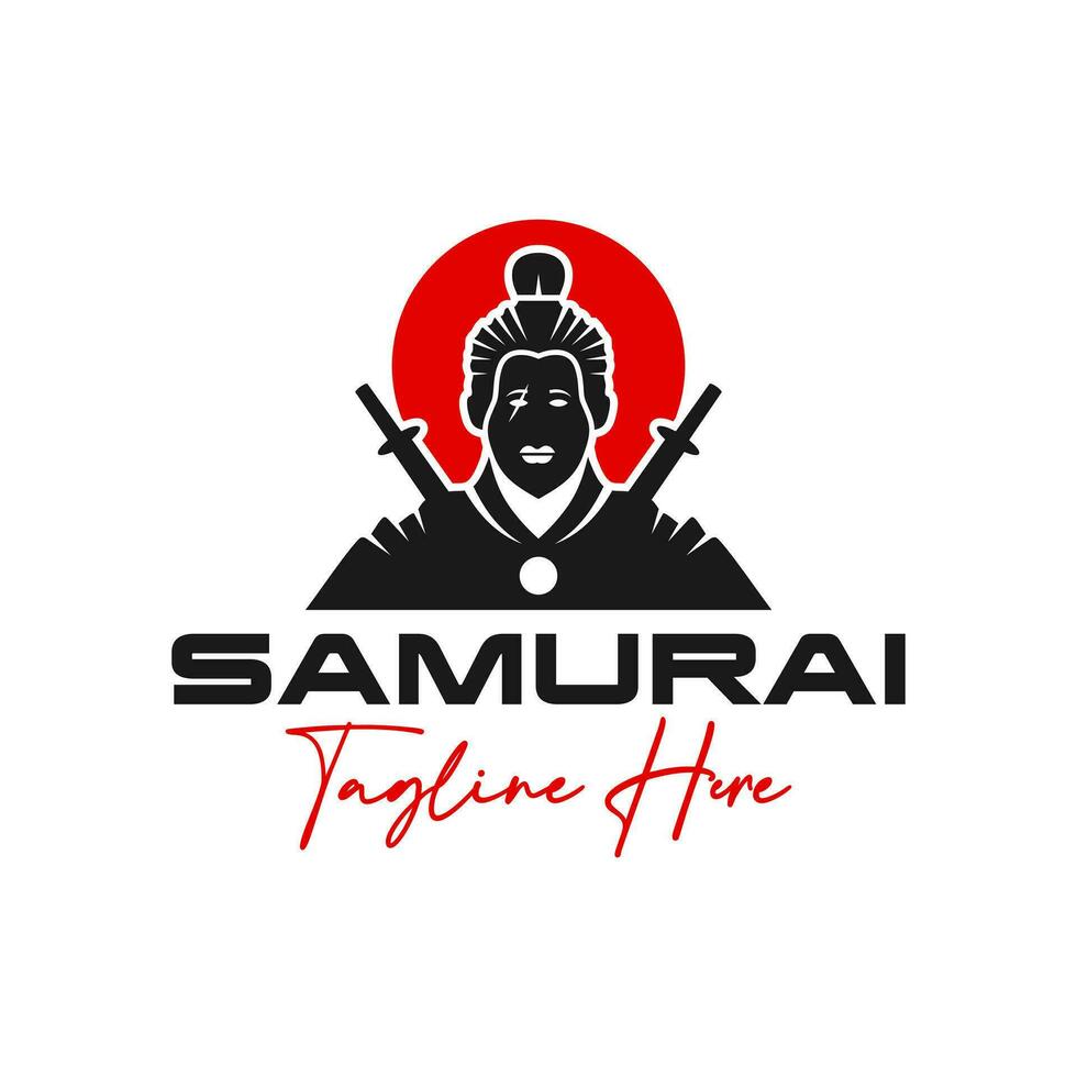 japanese samurai user logo design vector