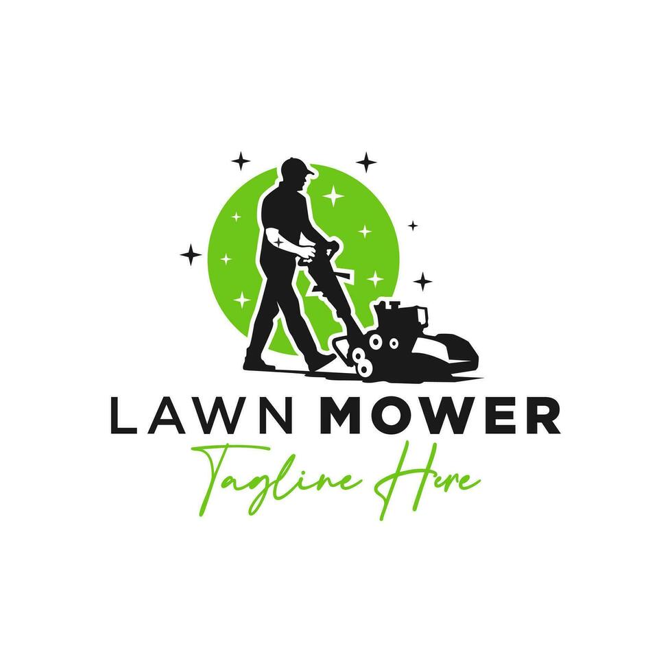 logo of person mowing golf course grass vector