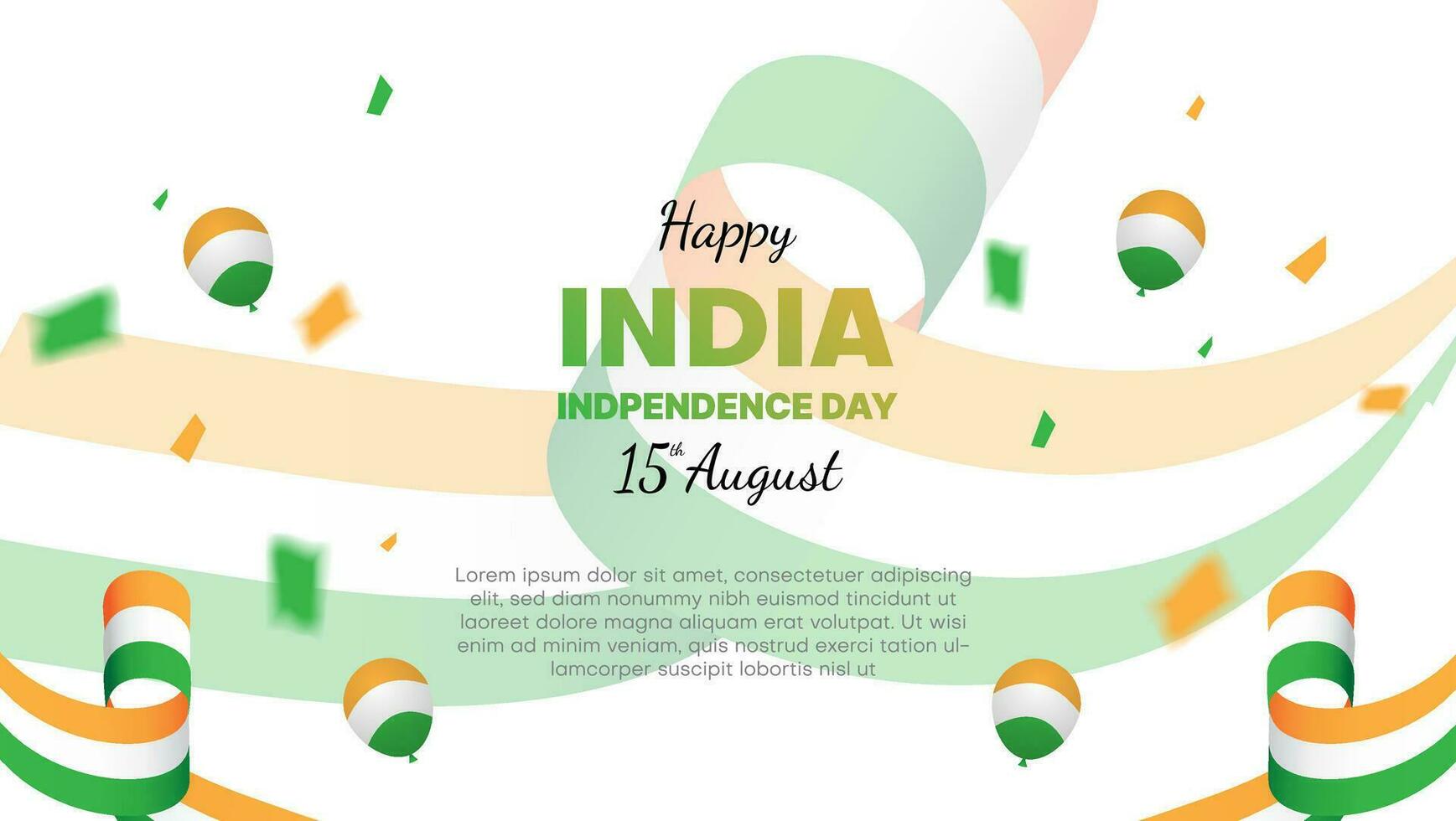 india independence day card or banner with balloons and confetti. vector illustration