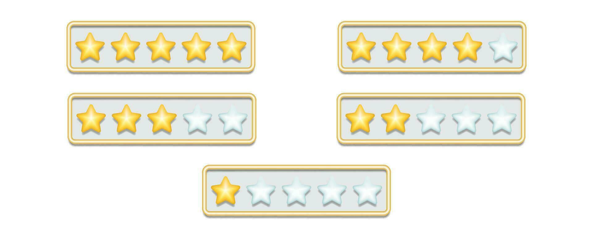 a set of 3d stars service ratings from one star to five stars. vector illustration