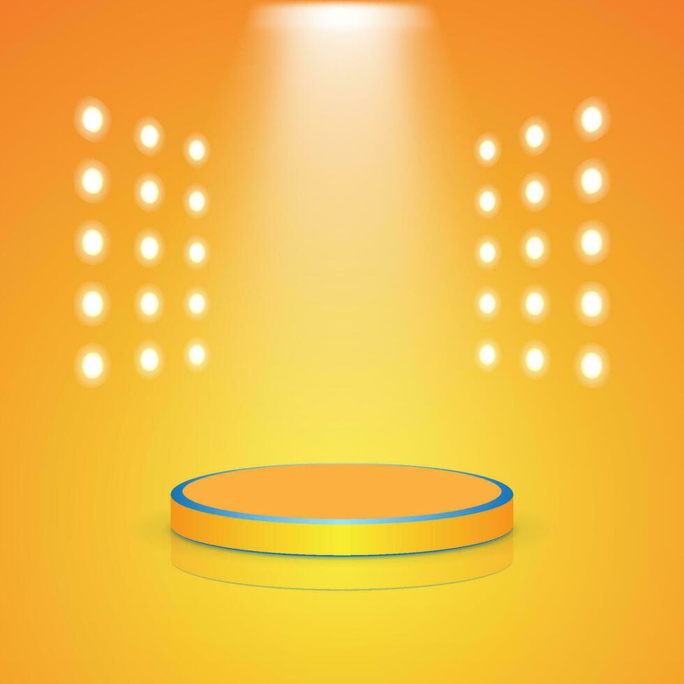 orange podium vector illustration with lamps. suitable for display product presentation