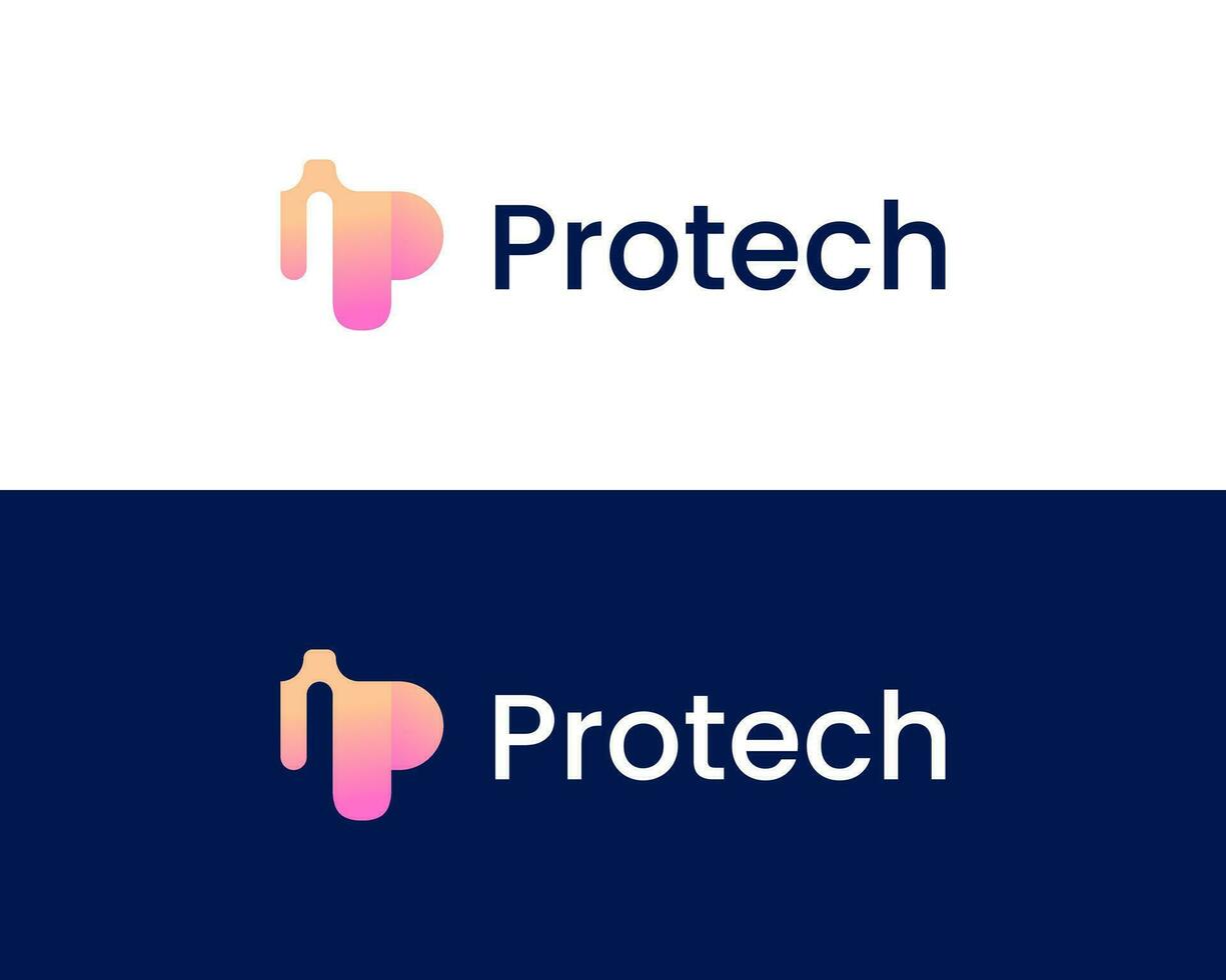 IP modern tech and technology logo design vector