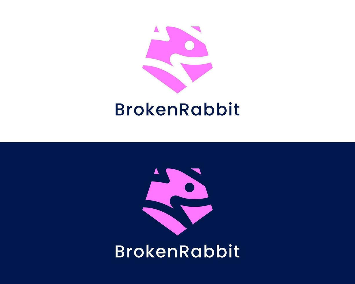 Broken Rabbit head logo design vector