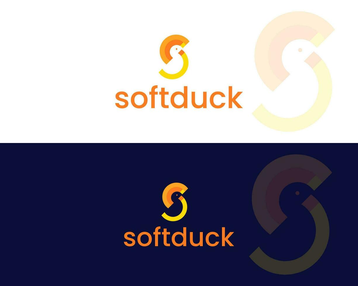 Simple and Minimalist Letter s with duck logo design vector