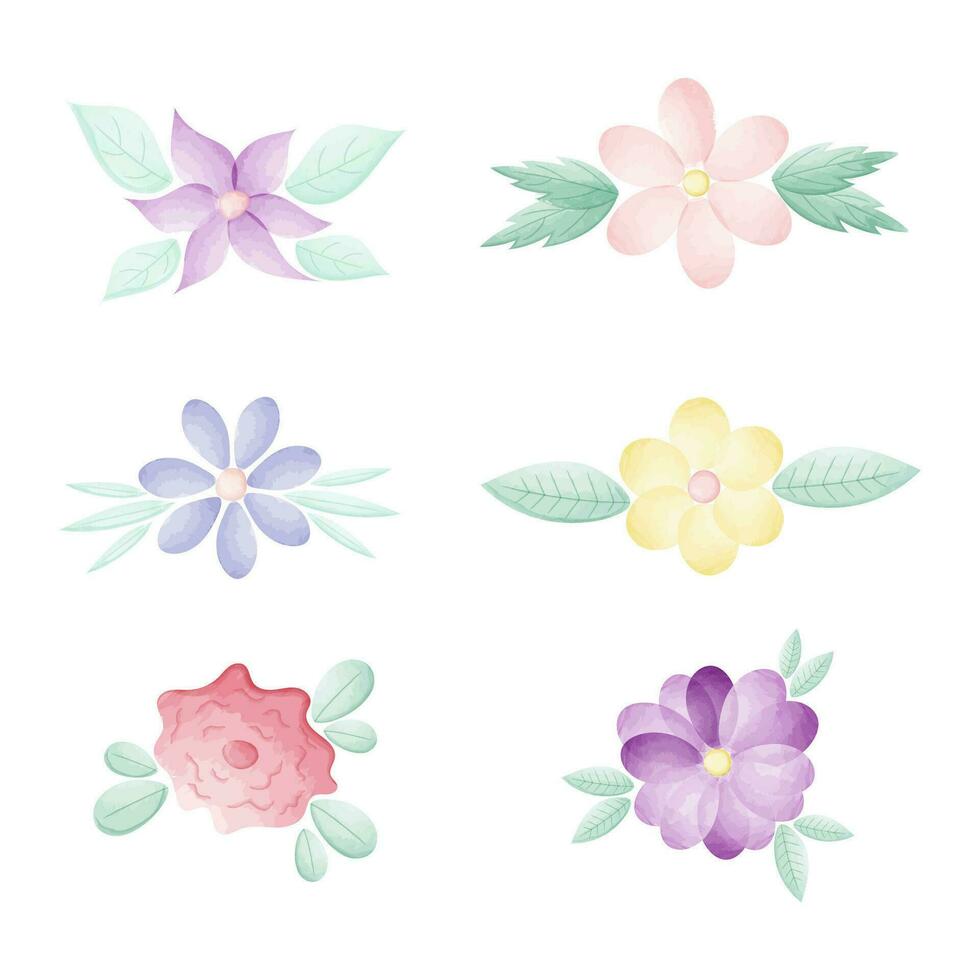 Watercolor floral illustration set. individual elements collection - for bouquets, wreaths, wedding invitations, anniversary, birthday, postcards, greetings. vector