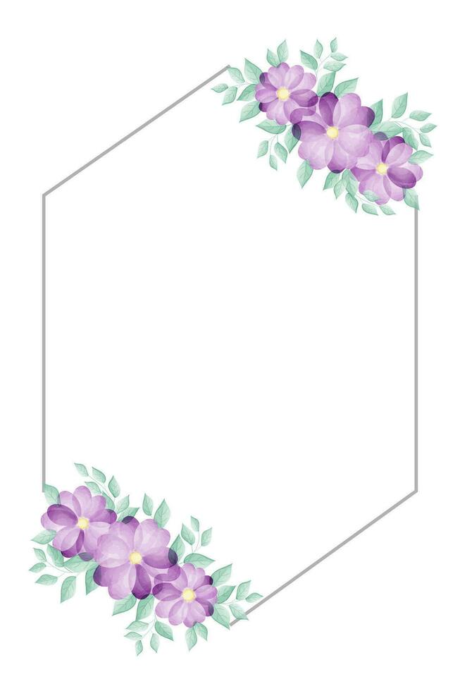 Watercolor Floral Geometric Frame vector