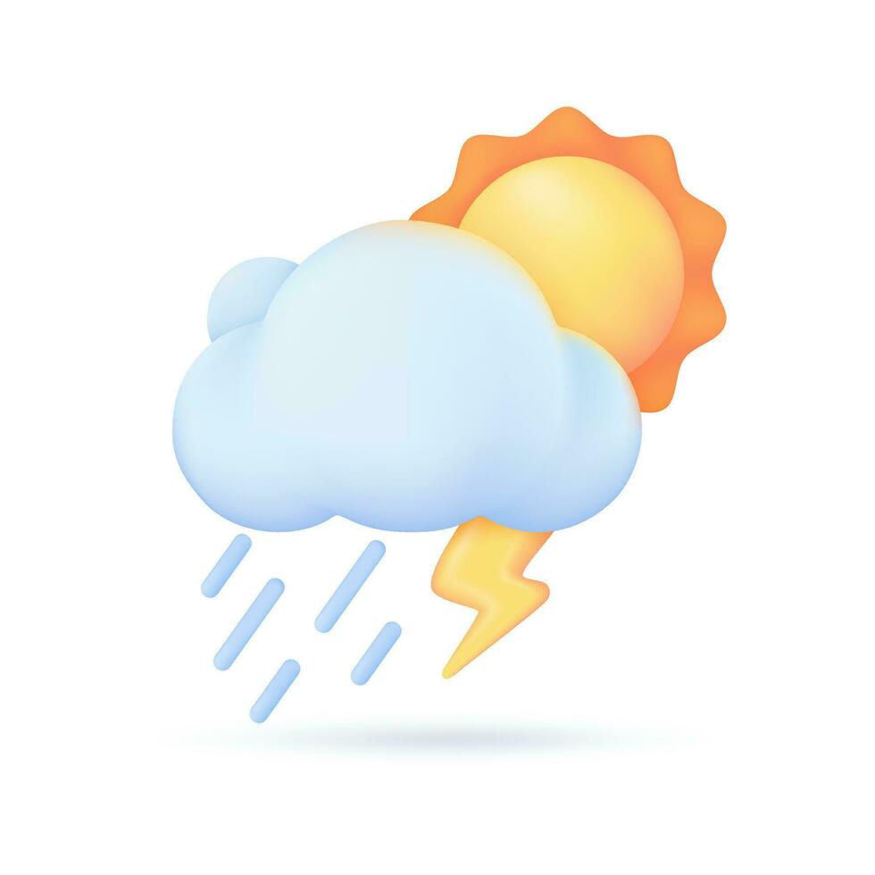 3D weather forecast icons Summer sun with bright sunlight Hot weather. 3d illustration. vector