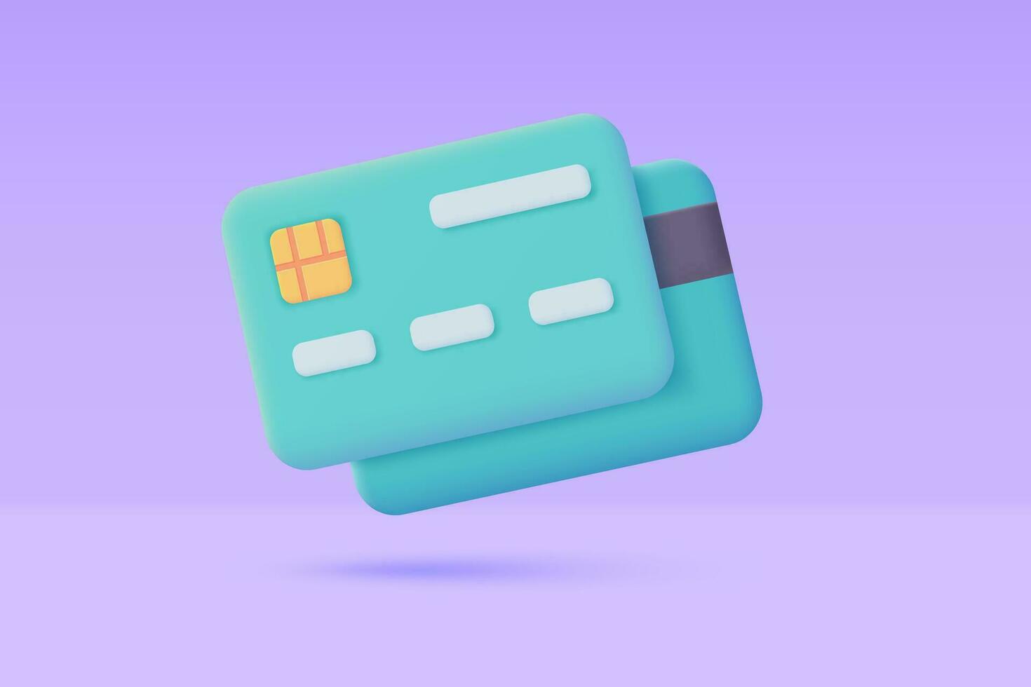 3d credit card icon. Online payment. Cashless society for shopping. 3D illustration. vector