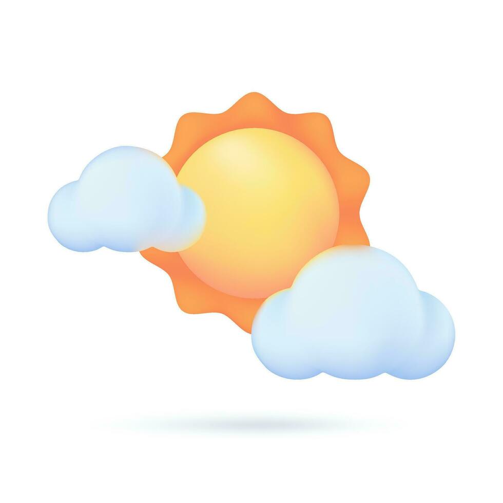 3D weather forecast icons Summer sun with bright sunlight Hot weather. 3d illustration. vector